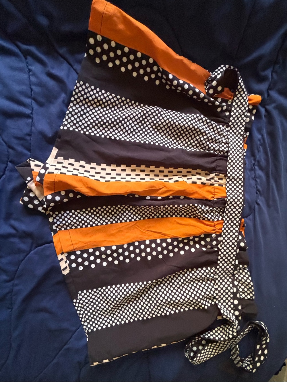 SHEIN Orange and Black Polka Dot & Stripe Skirt